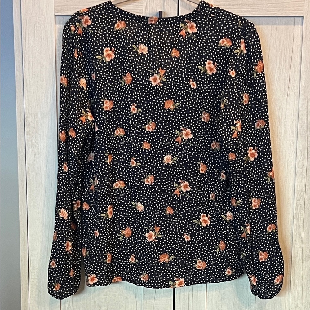 Mason & Belle Navy and White Polka Dot Blouse with Floral Design - Picture 4 of 4